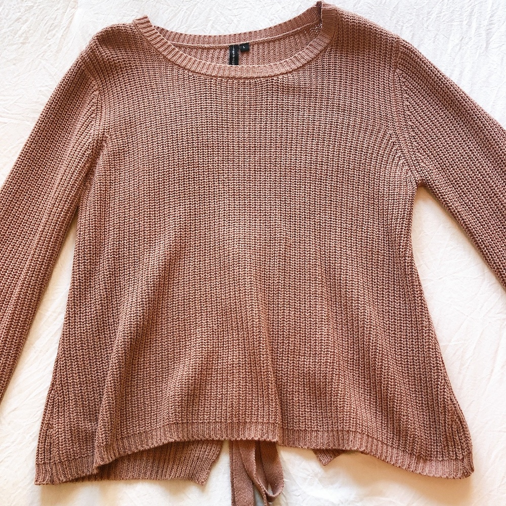 Pink Oversized Sweater Braided Back
